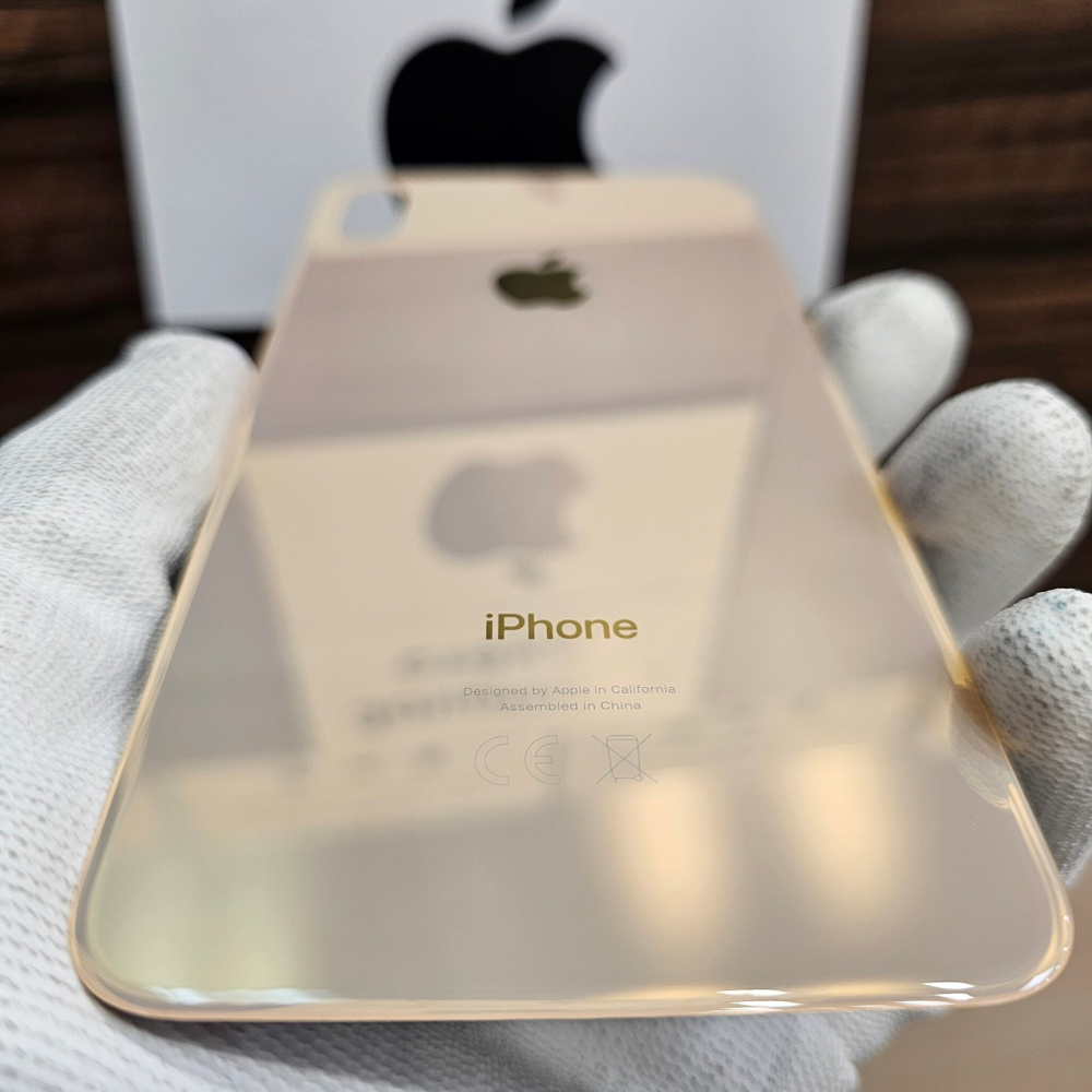 Крышка для iPhone XS Max - задняя стеклянная панель "премиум качество" (золотого цвета)