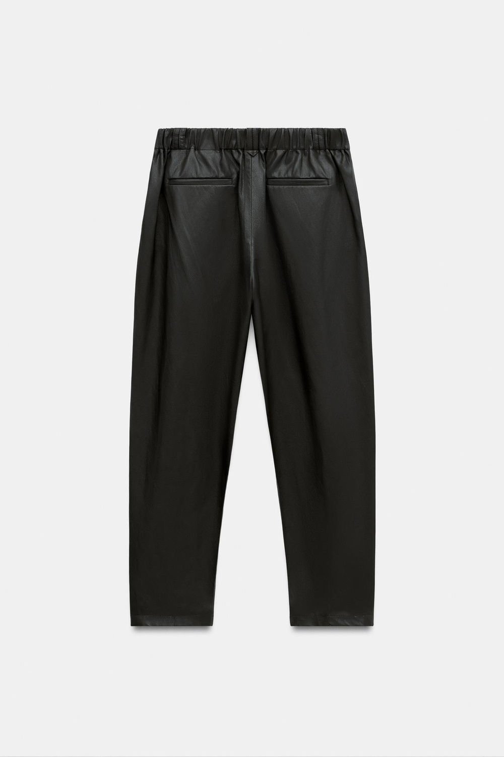 ZARA БРЮКИ ИЗ ИСКУССТВЕННОЙ КОЖИ С ЗАЩИПАМИ, КОРИЧНЕВЫЙ