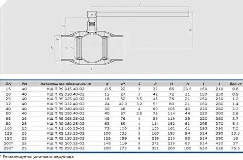 Кран шаровый под приварку Ду15 Ру40 Also КШ.П.RS.015.40-02
