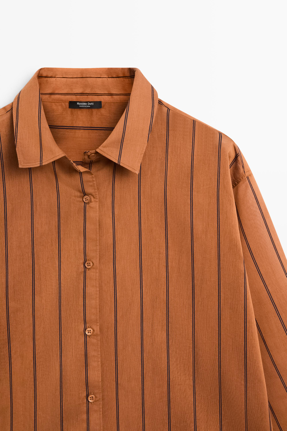 Massimo Dutti Струящаяся рубашка в полоску из смесового хлопка и шелка, оранжевый