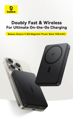 Power bank внешний аккумулятор белый магнитный беспроводной QI2 Magsafe 10000mAh 22.5W BASEUS