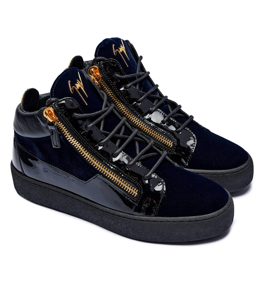 Кожаные кроссовки Giuseppe Zanotti - темно-синий(RU00061)