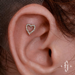 Накрутка "Crystal Heart" - Желтое золото - White CZ