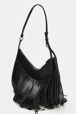ZARA СУМКА С БАХРОМОЙ, ЧЕРНЫЙ
