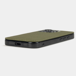 Чехол-накладка кожаная для iPhone 16 Pro Max, теленок зеленого цвета