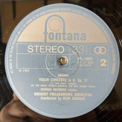 Винтажная виниловая пластинка LP Brahms Брамс, Herman Krebbers, Brabant Philharmonic Orchestra, Hein Jordans, Violin Concerto In D, Op. 77 (Англия 1968)