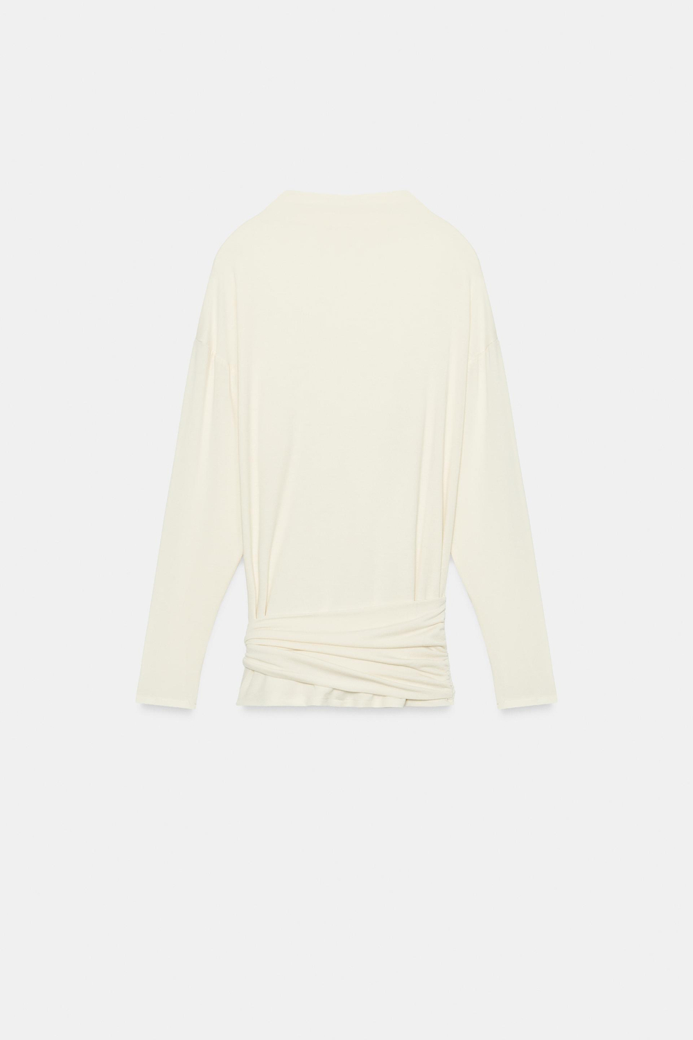 ZARA ТОП С ПОЯСОМ, ЖЕЛТОВАТО-БЕЛЫЙ