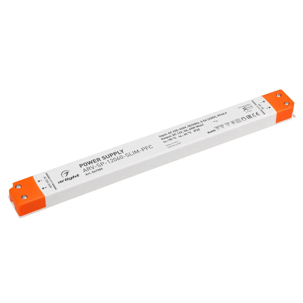 Блок питания ARV-SP-12060-SLIM-PFC (12V, 5A, 60W) (Arlight, IP20 Пластик, 5 лет) Блок питания ARV-SP-12060-SLIM-PFC (12V, 5A, 60W) (Arlight, IP20 Пластик, 5 лет)