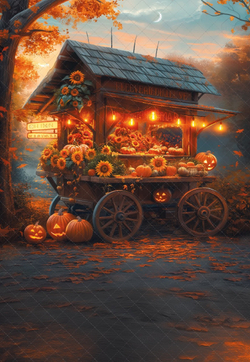 Тележка с тыквами HELLOWEEN - N1  - фон неопреновый