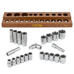 Набор головок 22пр.1/2''(6гр.)(10,12-19,21,22,24,27,30,32, удлин.-е:10,13,17,19,21)в кейсе FORSTIME FT-50221