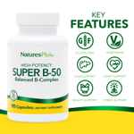 NaturesPlus, Super B-50, высокая эффективность, 90 капсул