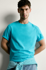 ФУТБОЛКА ИЗ ПЛОТНОГО ХЛОПКА С КОРОТКИМИ РУКАВАМИ — ZARA · 4092/443