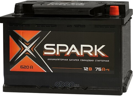 Аккумулятор SPARK 75 А/ч 620A обр. п. (278х175х190) 6СТ-75 VLЗ (R)