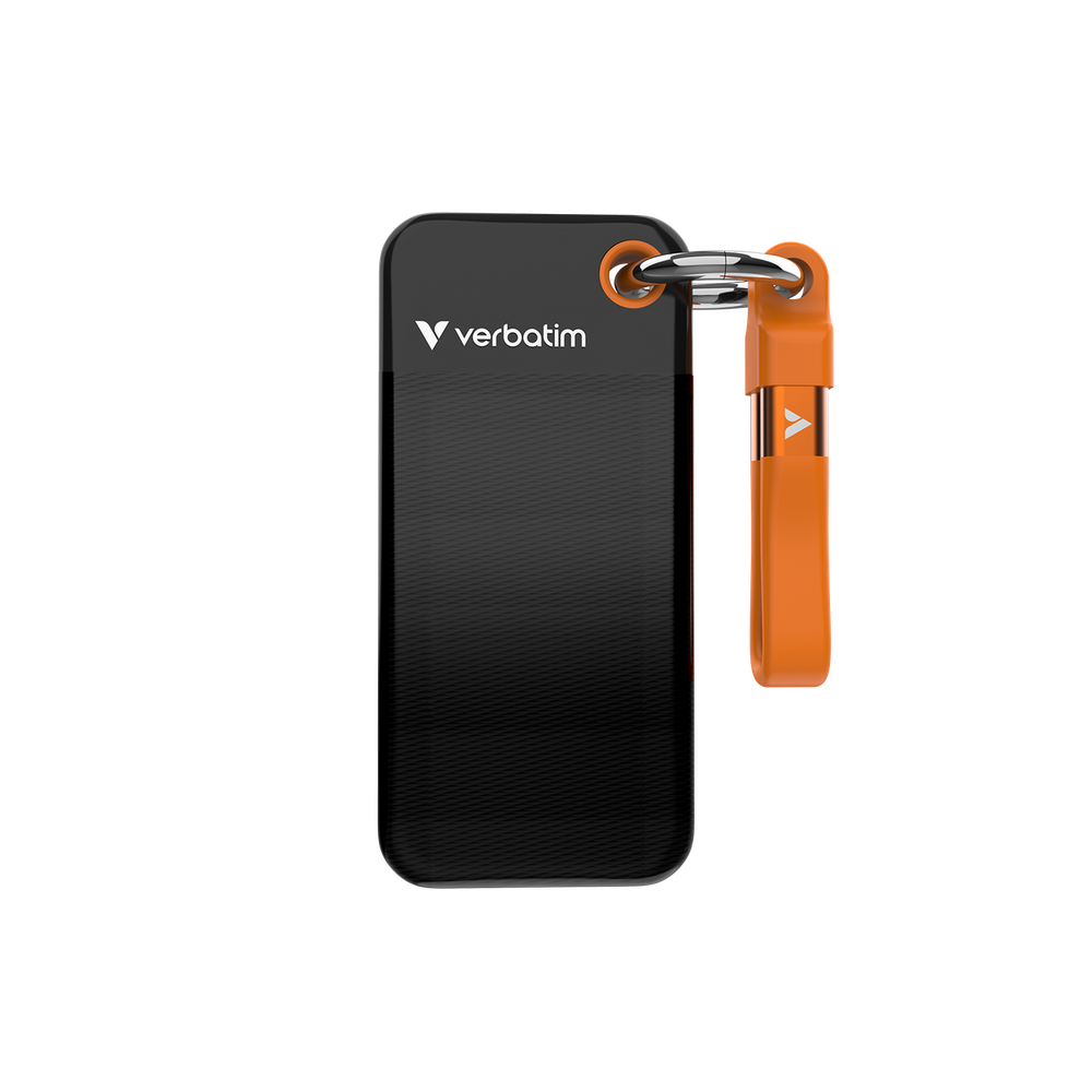 Внешний накопитель Verbatim Pocket SSD, 256GB USB 3.2 Gen 2 R/W 1000/1000 МБ/с, черный/оранжевый