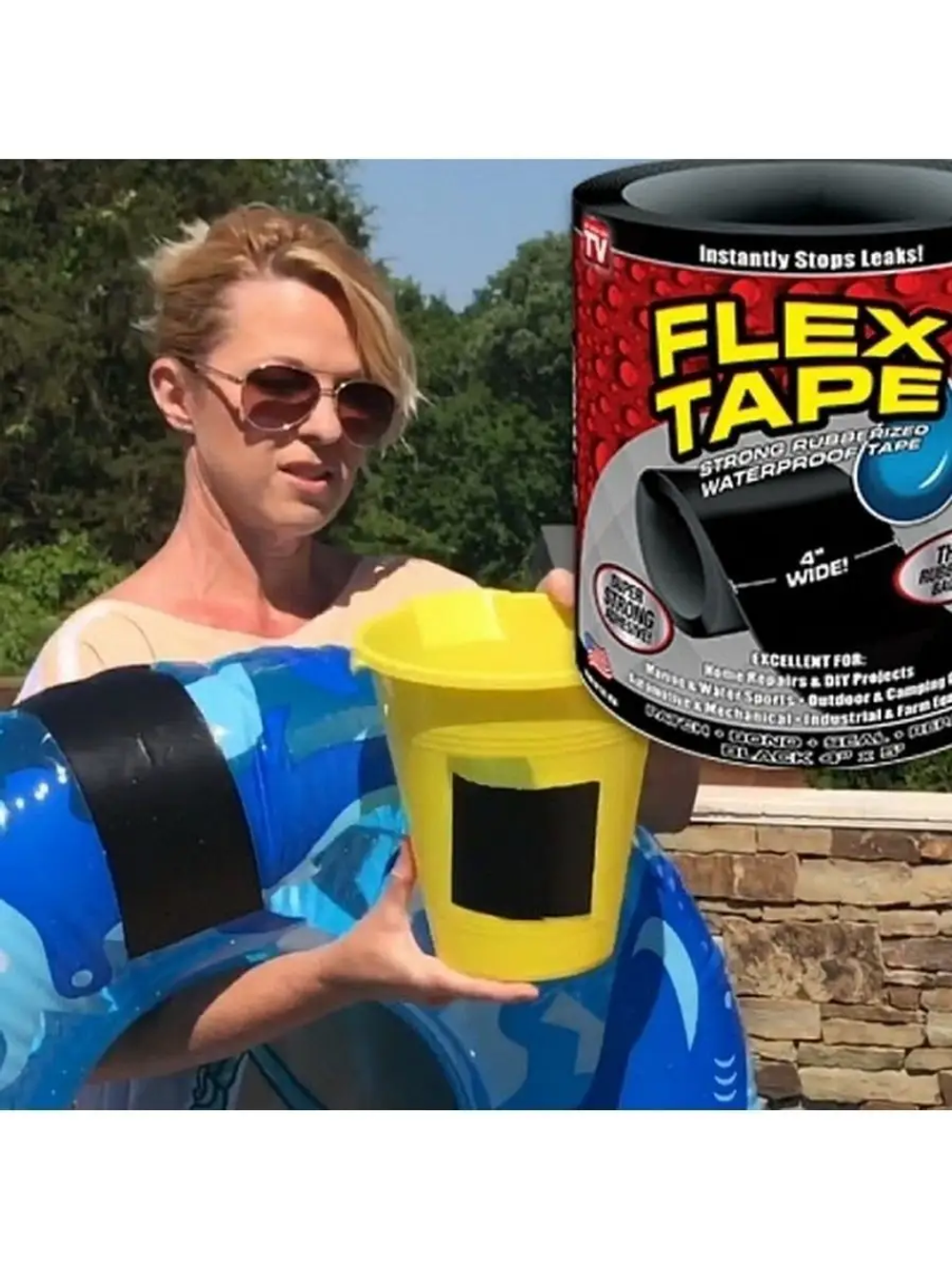 Сверхсильная клейкая лента Flex Tape / Черная / 10 см.