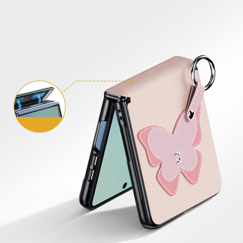 Чехол светло-розового цвета с рисунком для Samsung Galaxy Z Flip 8, серия Luvy Series Case (со съемным ремешком) от Dux Ducis