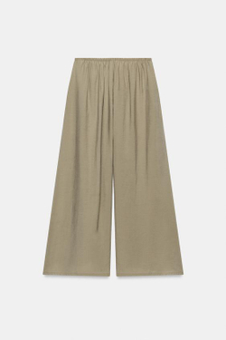 ZARA СТРУЯЩИЕСЯ БРЮКИ ПАЛАЦЦО НА ШНУРКЕ, СВЕТЛЫЙ ХАКИ