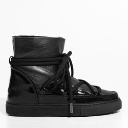 Высокие комбинированные кеды INUIKII Sneaker Gloss Black на меху