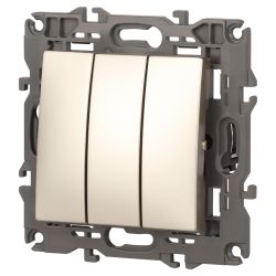 Выключатель ЭРА Elegance 14-1107-04 тройной 10АХ-250В IP20 шампань | Эра Elegance