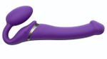 Фиолетовый безремневой вибрострапон Vibrating Bendable Strap-On - size L (Цвет: фиолетовый)