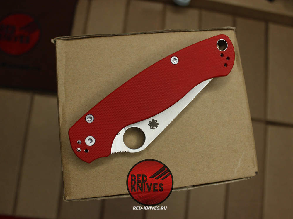 Нож Spyderco Paramilitary 2 G10 - красная рукоять, клинок сатин RK/469