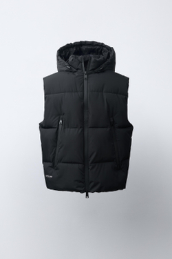 ZARA СТЕГАНЫЙ ЖИЛЕТ WATER REPELLENT, ЧЕРНЫЙ