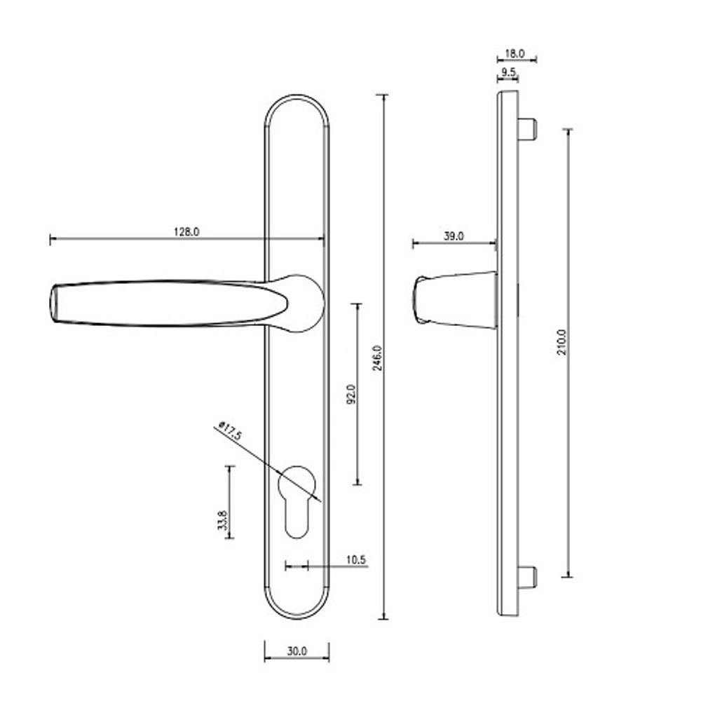 Комплект ручек на планке DORMA bremen 92/30/8мм серый (RAL 9006)