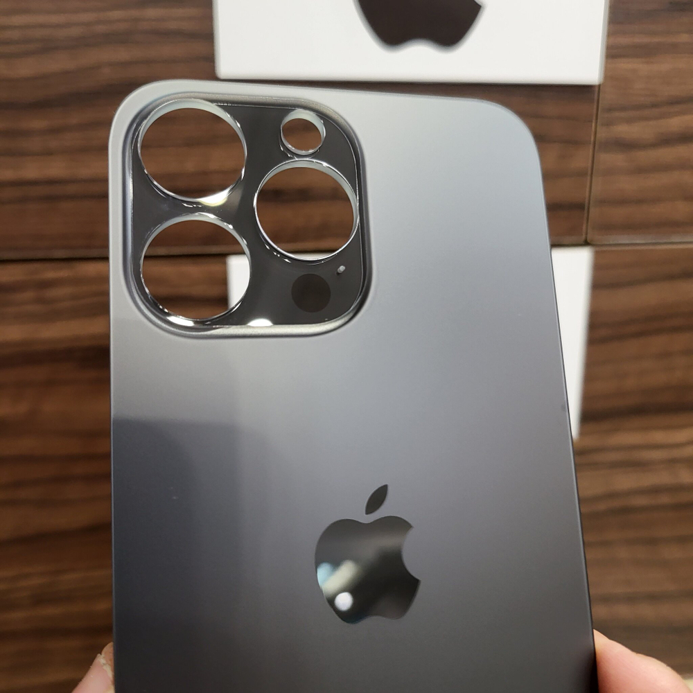 Крышка для iPhone 14 Pro Max - задняя стеклянная панель "премиум качество" (чёрного цвета)