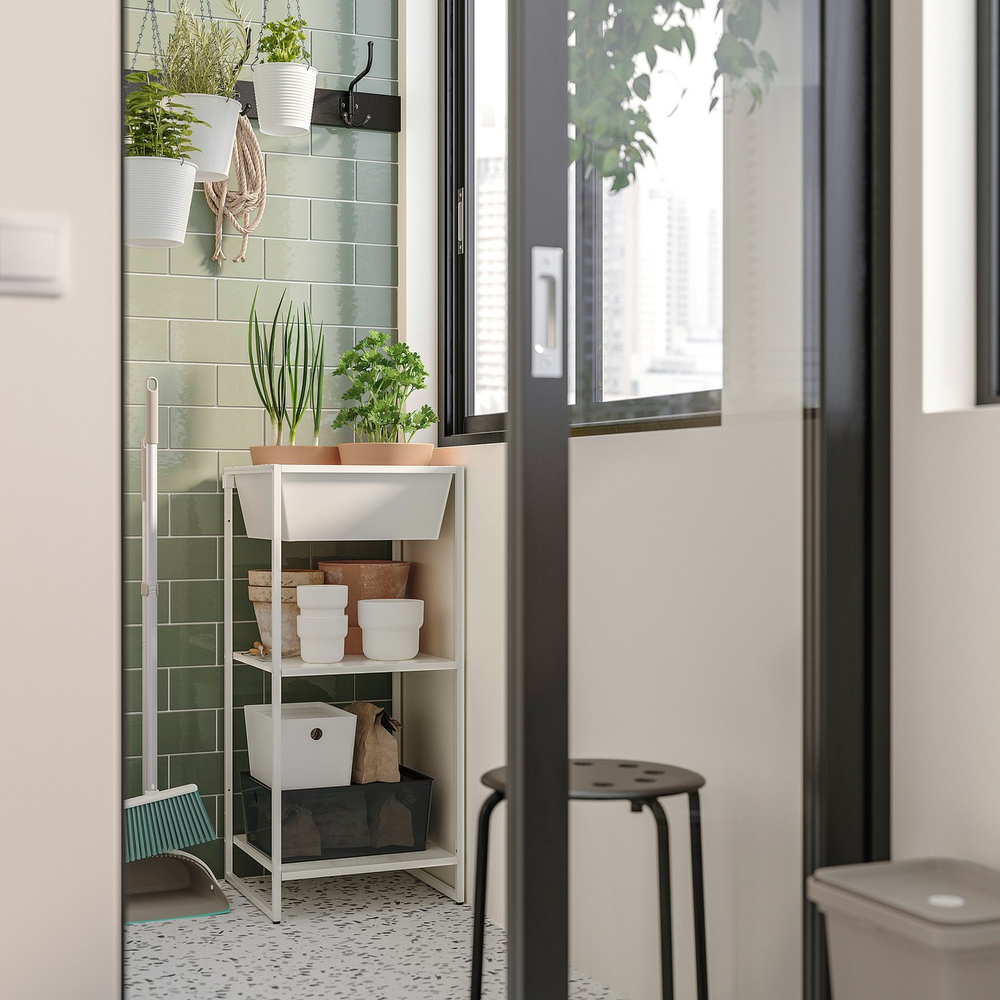 IKEA JOSTEIN  (ИКЕА ЙОСТЕИН)  -  Контейнер - белый для дома и улицы 40х40х15 см
