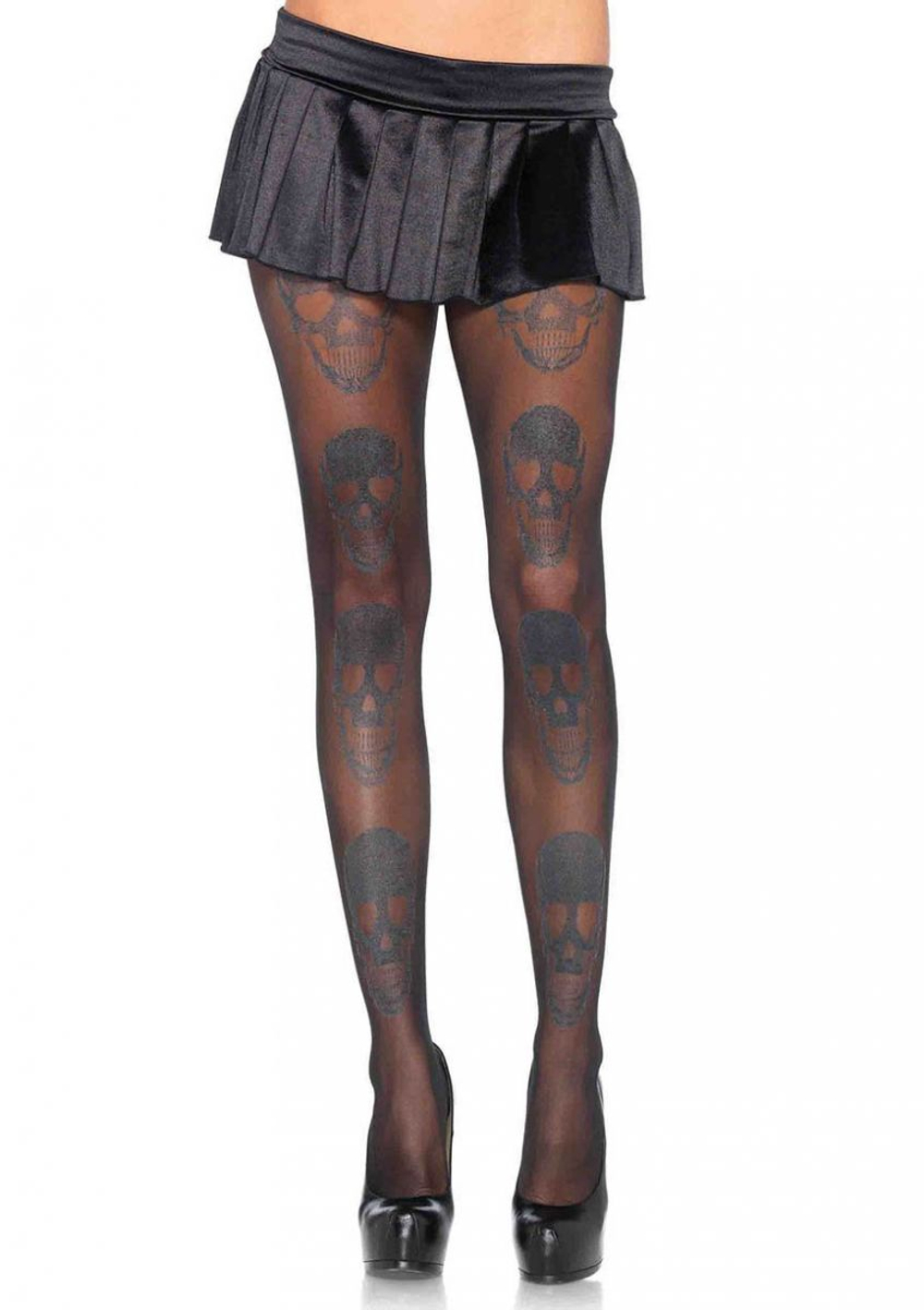 Колготки с черепами LAUGHING SKULL PANTYHOSE (Размер: S-M-L) (Цвет: черный)