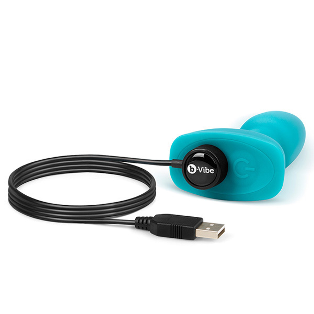 Голубая анальная премиум-пробка с римминг эффектом b-Vibe Rimming Petite BV-006-TL
