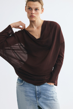 Тонкая трикотажная блуза с вырезом-качели - H&M