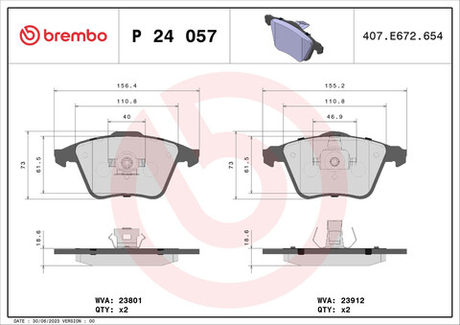BREMBO - P24057-BRB - Brake Pad Set, disc brake