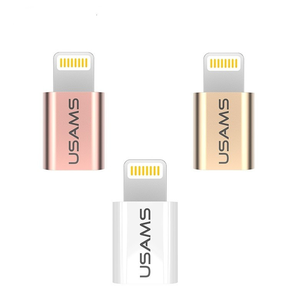 Переходник Usams IPTMIC03 с Lightning (папа) на MicroUSB (мама) белый