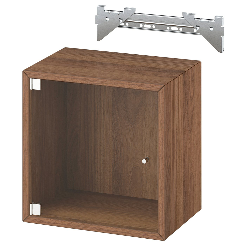 IKEA EKET  (ИКЕА ЕКЕТ)  -  Шкаф навесной со стеклянной дверью - коричневый орех 35x25x35 см