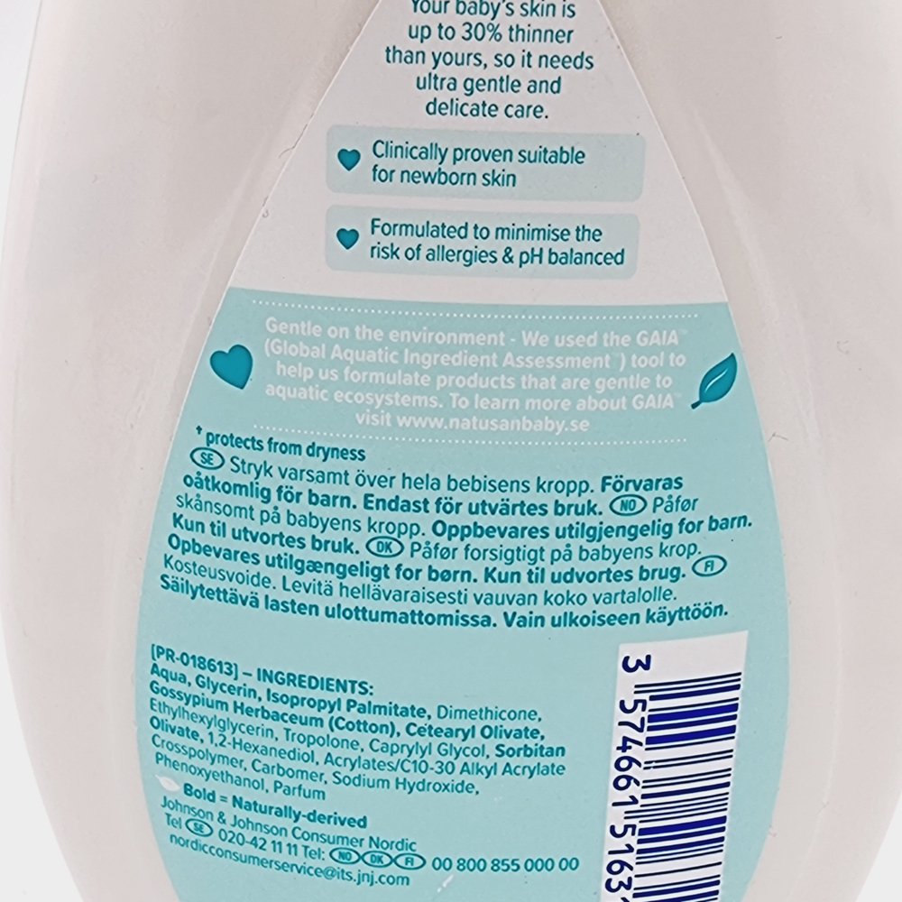 Детский увлажняющий лосьон Natusan by Johnson's Baby Cotton Touch Lotion с хлопком 300 мл (Из Финляндии)