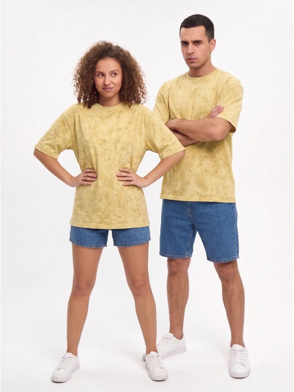 Футболка бежевый меланж  oversize XS-M