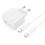 Сетевое зарядное устройство с кабелем Type-C/Type-C 3А PD 20W 1гн-USB 1-метр HOCO CS13A белый