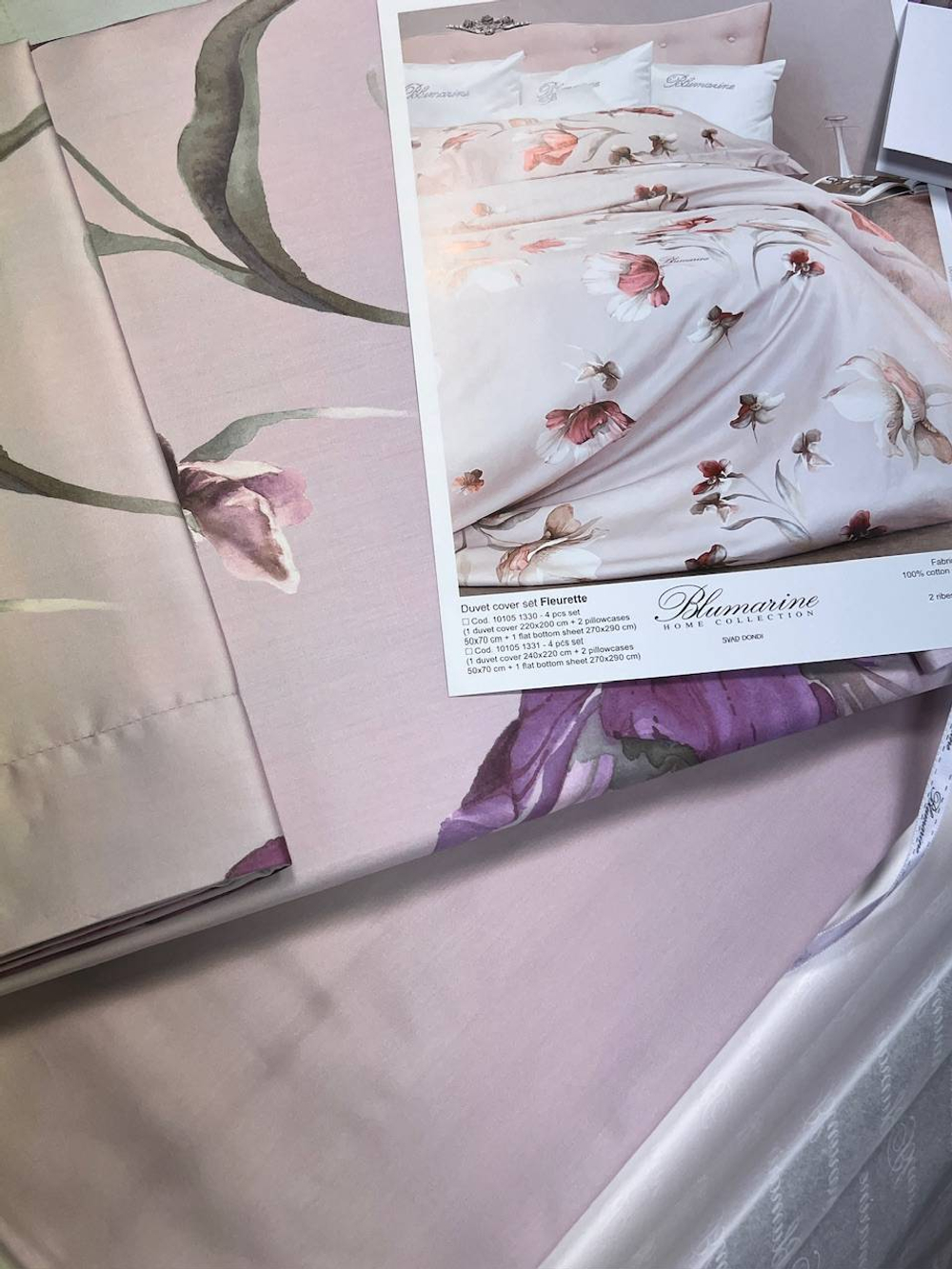 Постельное белье 2 спальное евро макси Blumarine Fleurette Ribes розовое
