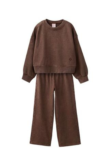 ZARA КОМПЛЕКТ ИЗ ТОЛСТОВКИ И БРЮК, КОРИЧНЕВЫЙ