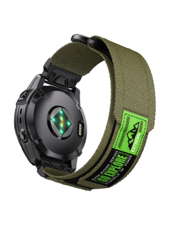 Нейлоновый ремешок 22 мм для Garmin (циферблат 47 мм) QuickFit на липучке (Хаки)