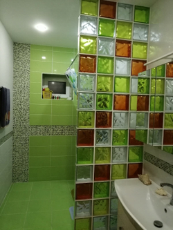 Стеклоблок тархун волна окрашенный изнутри Vitrablok 19x19x8