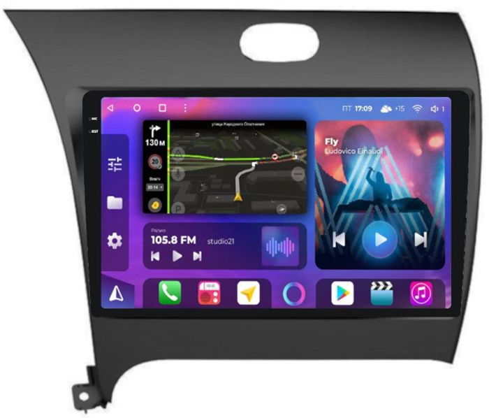 Магнитола для KIA Cerato 3 2013-2018 - FarCar BM280M-2K монитор 9.5" 2K QLED на Android 14, Быстрая, CarPlay, 4G SIM-слот