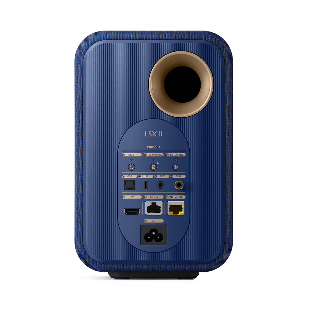 KEF LSX II Cobalt Blue активная беспроводная полочная акустическая система (пара) + напольные стойки KEF S1 Floor Stand (пара)