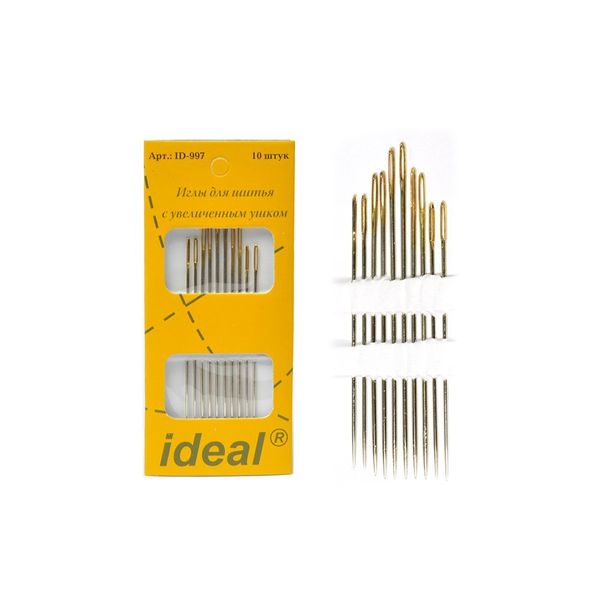 Иглы ручные с увеличенным ушком Ideal арт.ID-997, 10 игл (0340-0997)