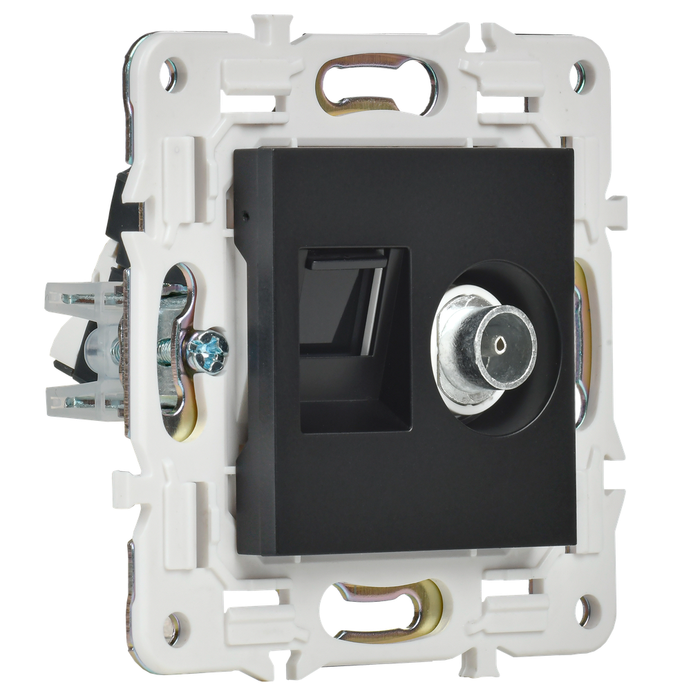 SKANDY Розетка двойная TV+RJ45 кат.5E SK-A14Bl черный IEK