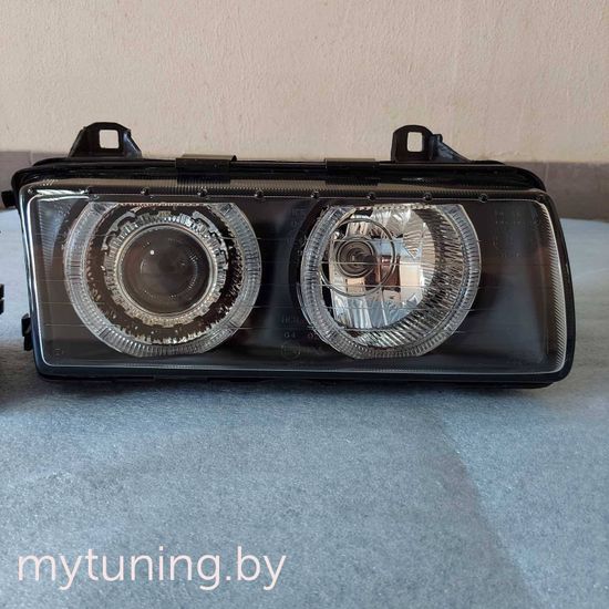 Передние фары Bmw 3 E36 angel eyes black