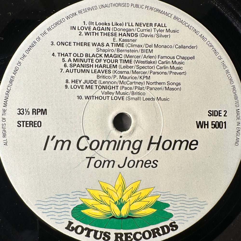Tom Jones ‎– I'm Coming Home (Англия 1978г.)