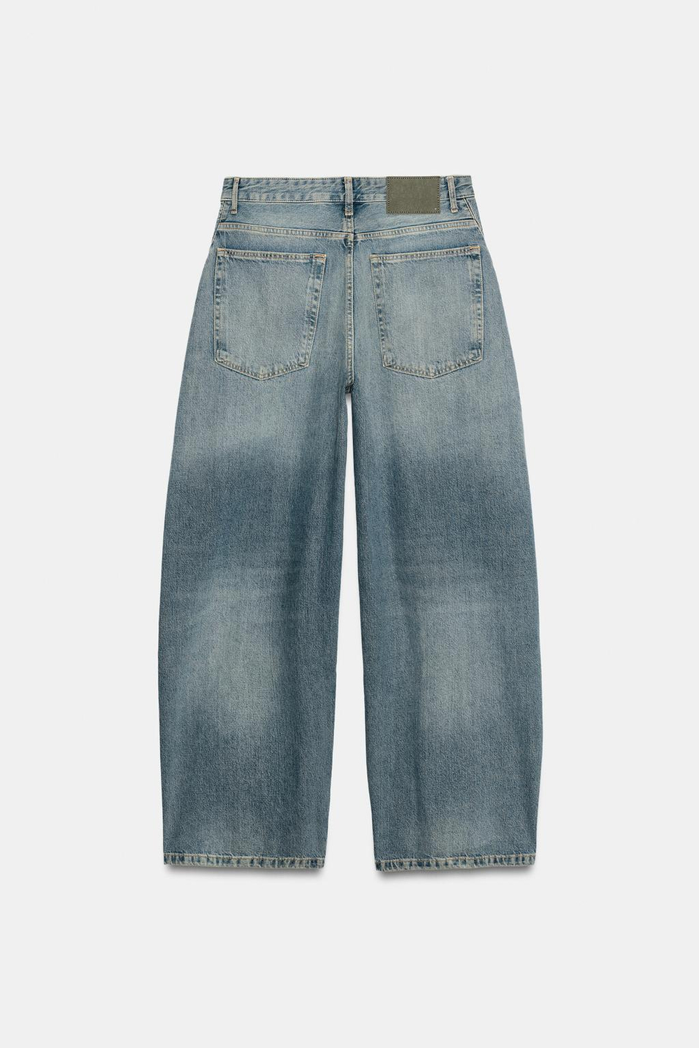 ZARA ДЖИНСЫ TRF BAGGY ОВЕРСАЙЗ СО ШВАМИ И СРЕДНЕЙ ПОСАДКОЙ, ГОЛУБОЙ