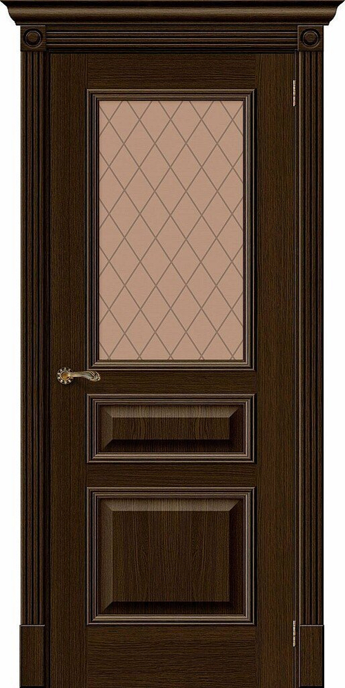 Дверь Вуд Классик-15.1 / Цвет Golden Oak / Стекло Bronze Сrystal / Двери Браво